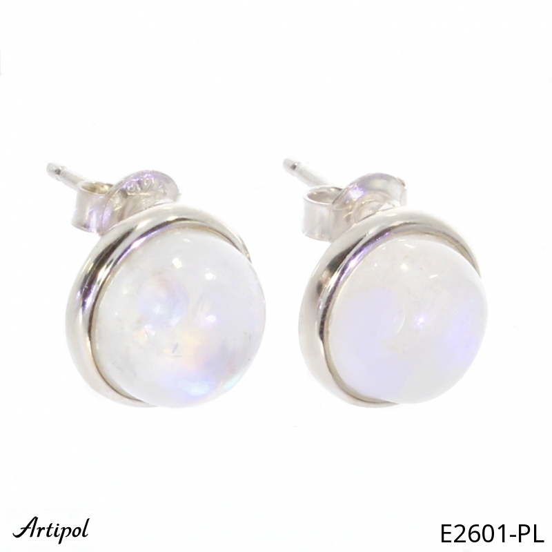 Earrings E2601-PL with real Rainbow Moonstone