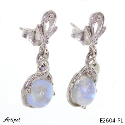Earrings E2604-PL with real Rainbow Moonstone