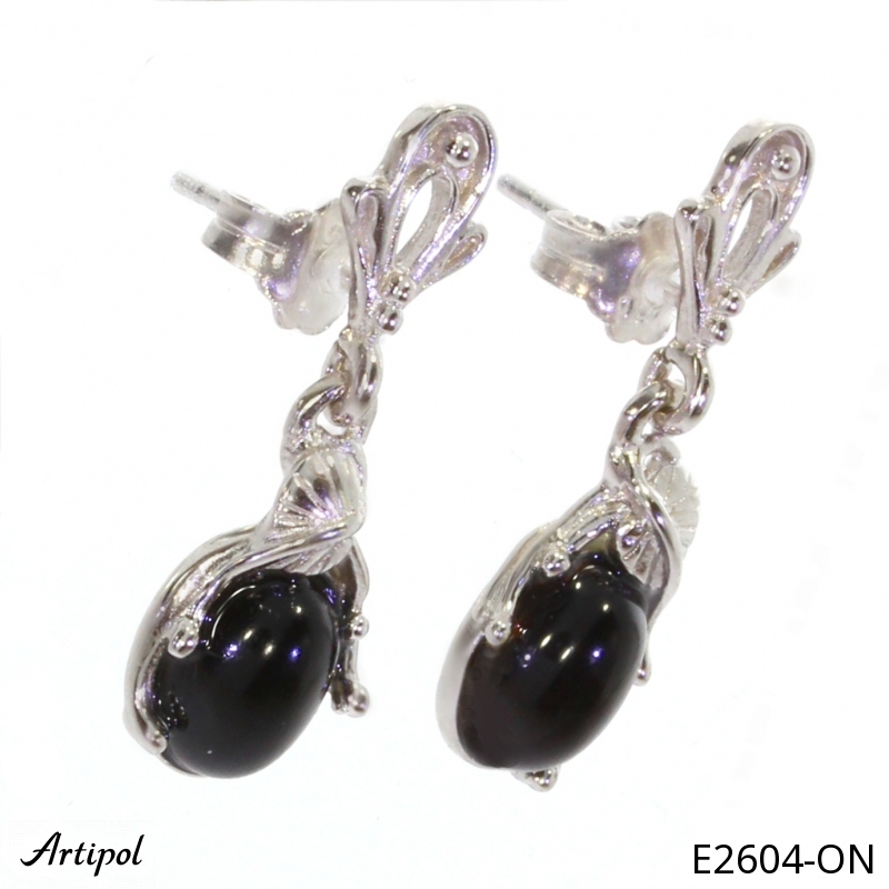 Earrings E2604-ON with real Black onyx