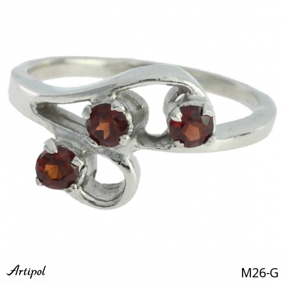 Ring M26-G with real Red garnet