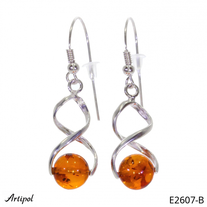 Earrings E2607-B with real Amber