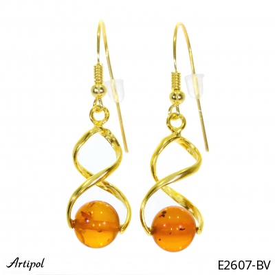 Earrings E2607-BV with real Amber