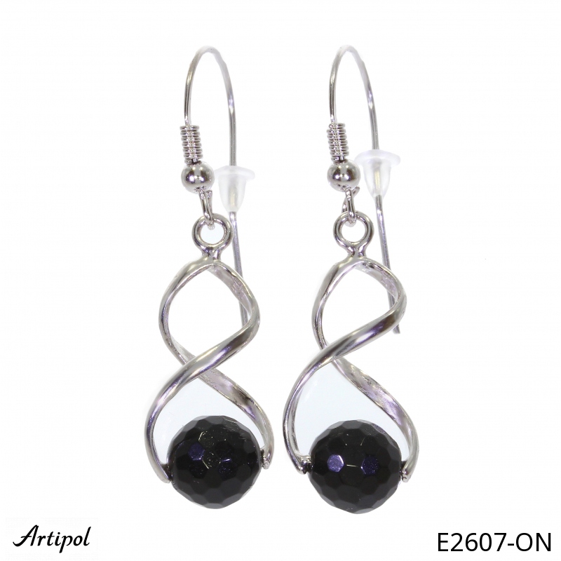 Boucles d'oreilles E2607-ON en Onyx noir véritable