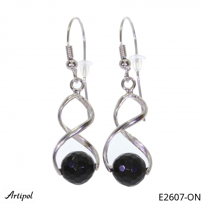 Earrings E2607-ON with real Black onyx
