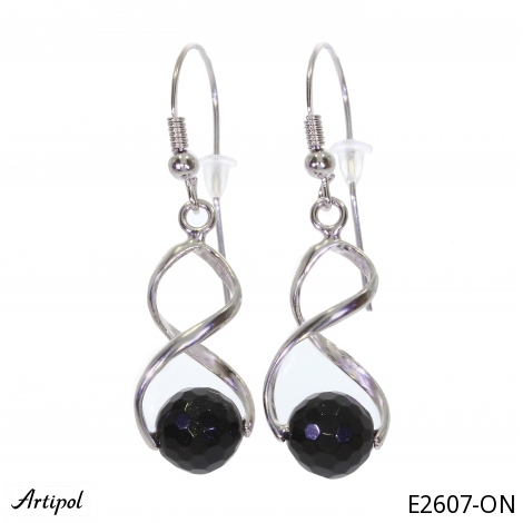 Boucles d'oreilles E2607-ON en Onyx noir véritable