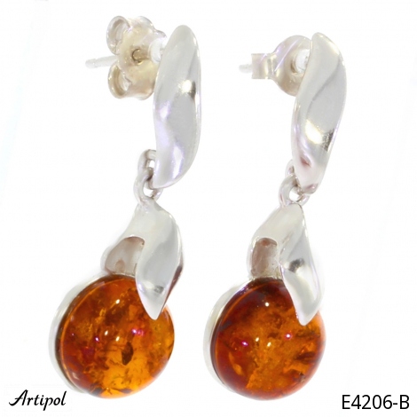 Earrings E4206-B with real Amber