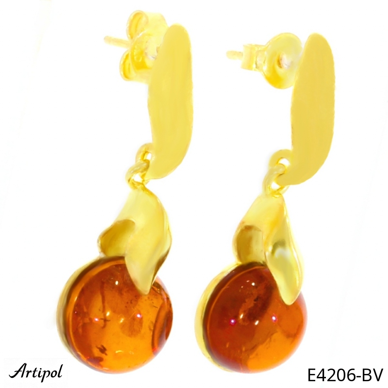 Earrings E4206-BV with real Amber