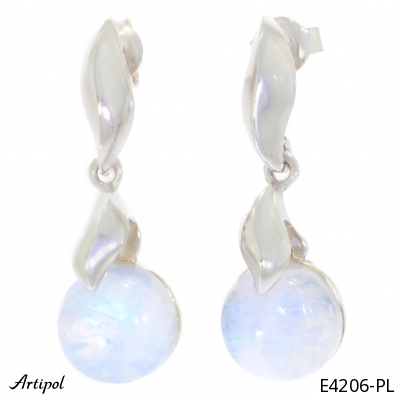 Earrings E4206-PL with real Rainbow Moonstone