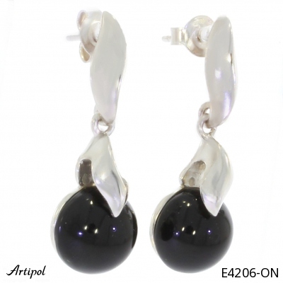Earrings E4206-ON with real Black onyx