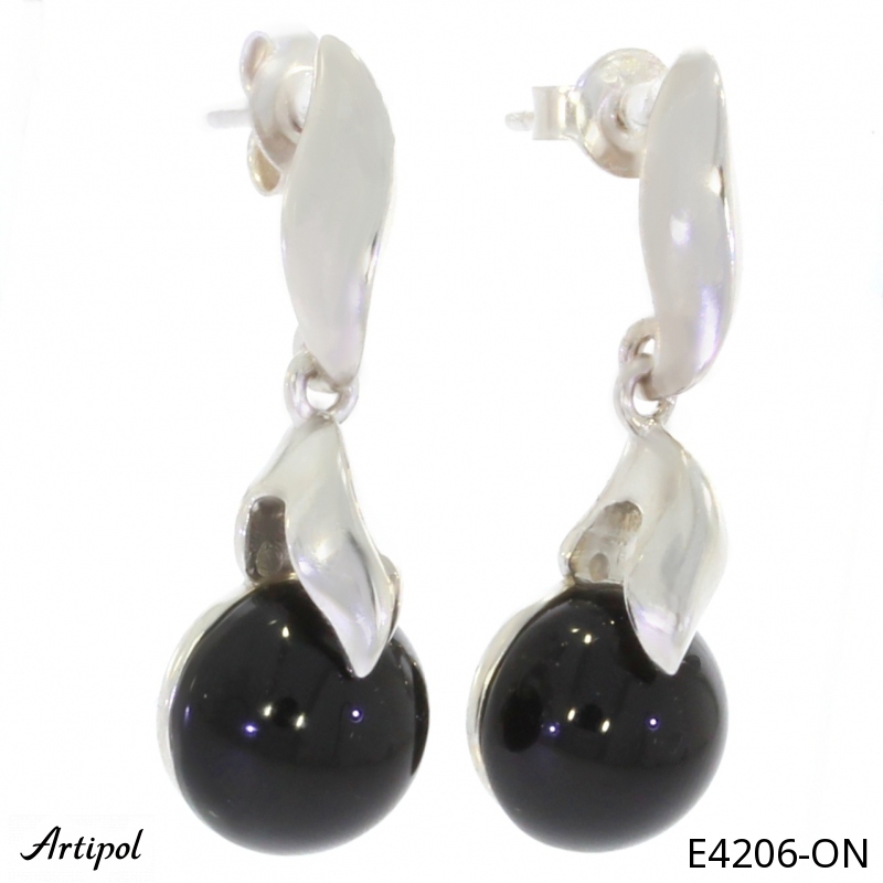 Earrings E4206-ON with real Black Onyx