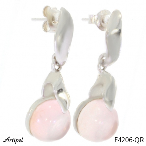 Earrings E4206-QR with real Rose Quartz