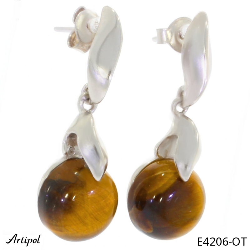 Earrings E4206-OT with real Tiger's eye