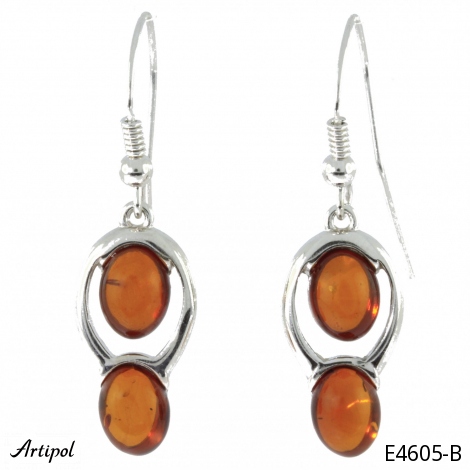 Earrings E4605-B with real Amber