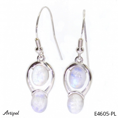Earrings E4605-PL with real Rainbow Moonstone