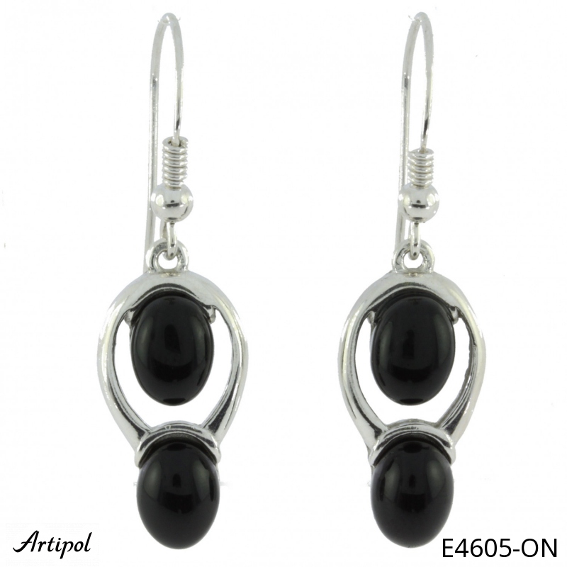 Earrings E4605-ON with real Black Onyx