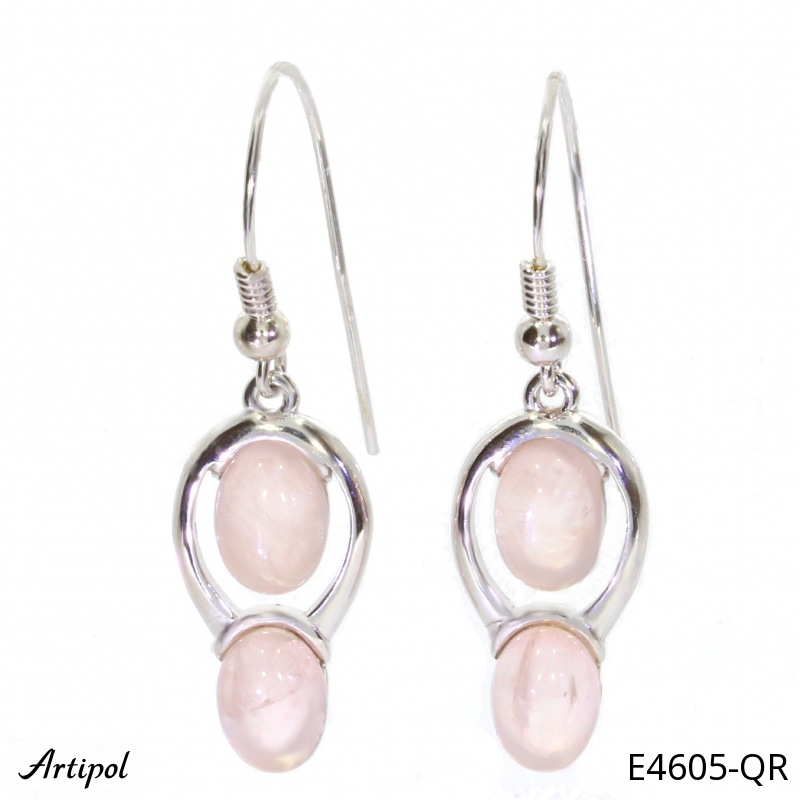 Earrings E4605-QR with real Rose quartz