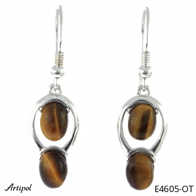 Earrings E4605-OT with real Tiger's eye