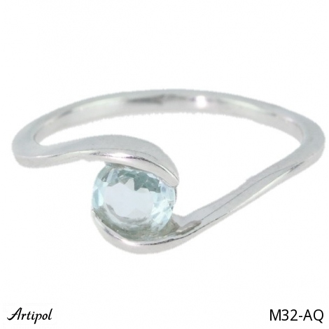 Ring M32-AQ with real Aquamarine
