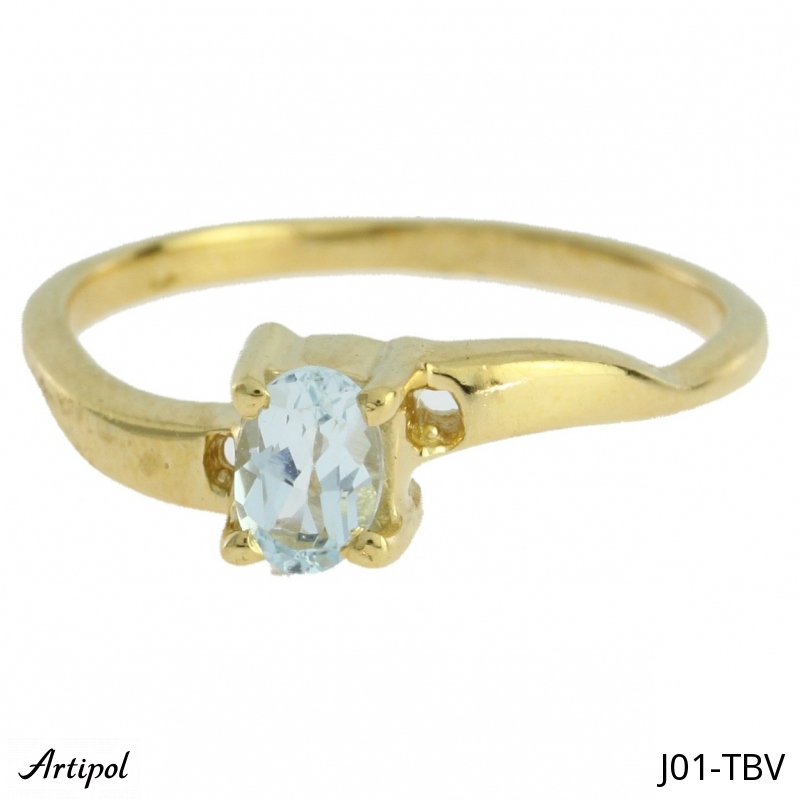 Ring J01-TBV with real Blue topaz gold plated