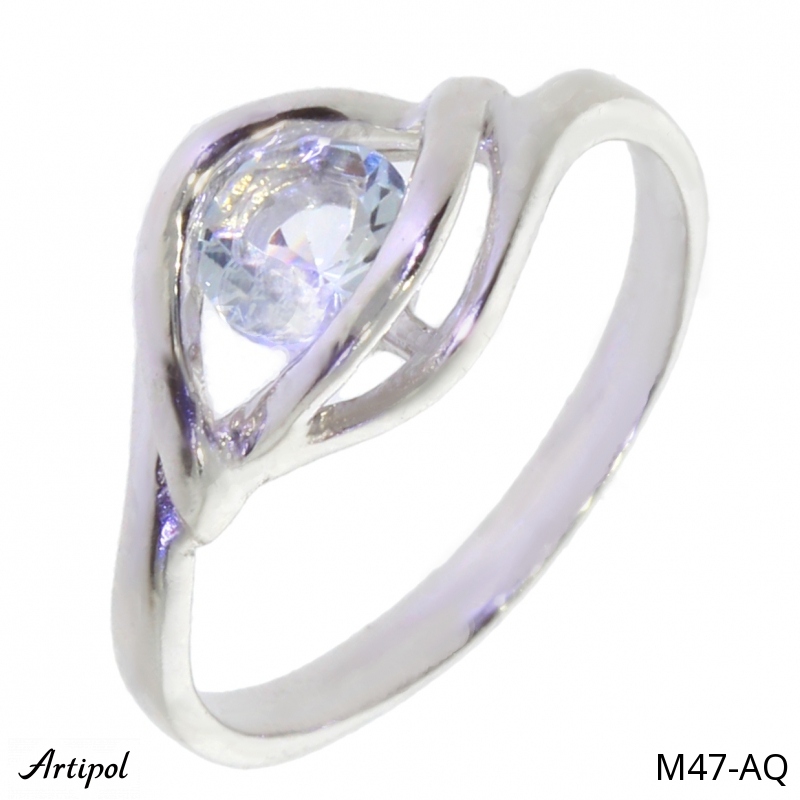 Ring M47-AQ with real Aquamarine