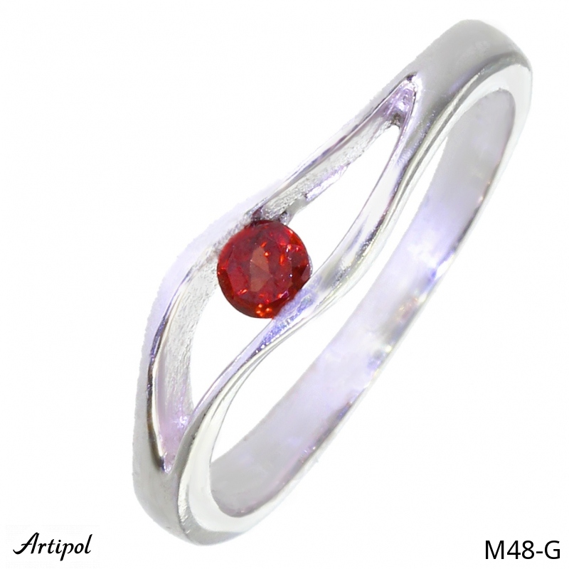 Ring M48-G with real Red garnet