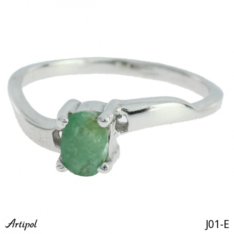 Ring J01-E with real Emerald