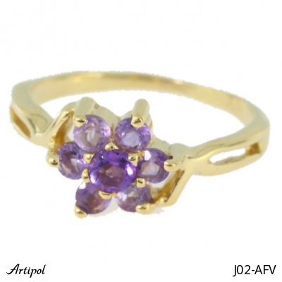 Ring J02-AFV with real Amethyst gold plated