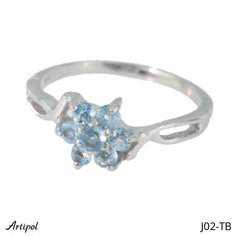 Ring J02-TB mit echter Blauem Topas