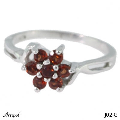 Ring J02-G with real Red garnet