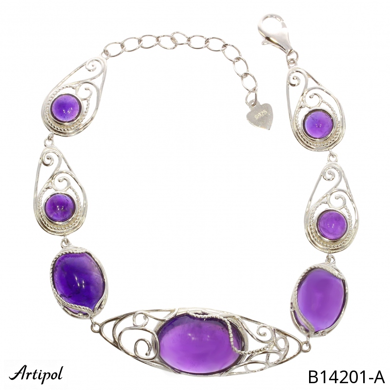 Armreif B14201-A mit echter Amethyst