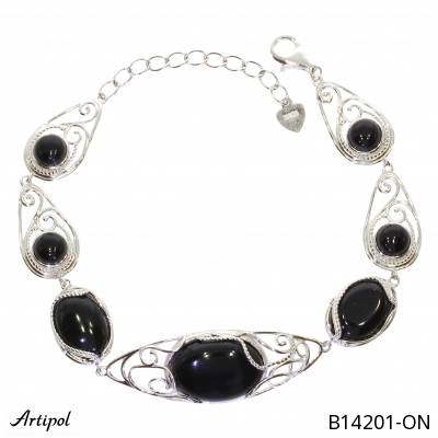 Bracelet B14201-ON en Onyx noir véritable
