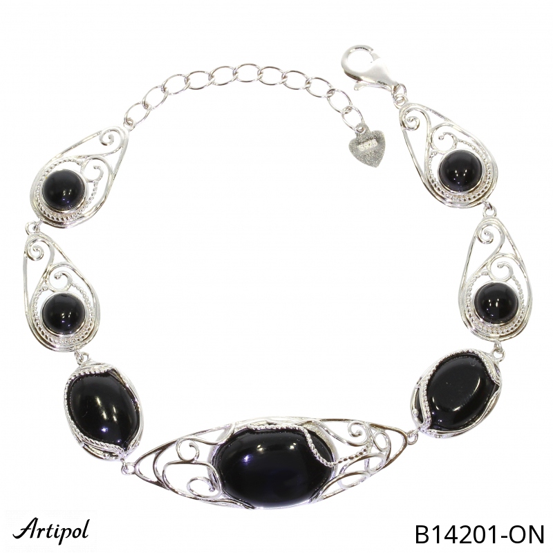 Bracelet B14201-ON with real Black Onyx