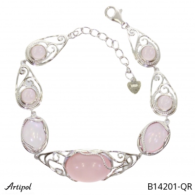 Bracelet B14201-QR with real Rose quartz
