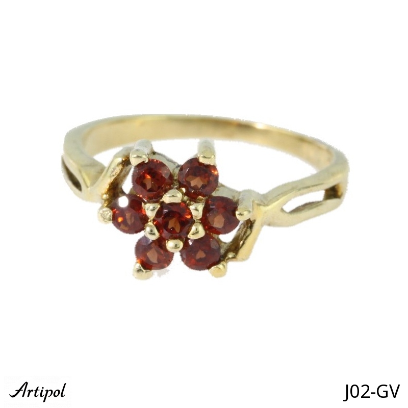 Ring J02-GV mit echter vergoldetem Granat