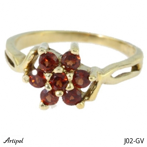 Ring J02-GV mit echter vergoldetem Granat