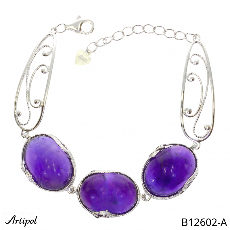 Armreif B12602-A mit echter Amethyst