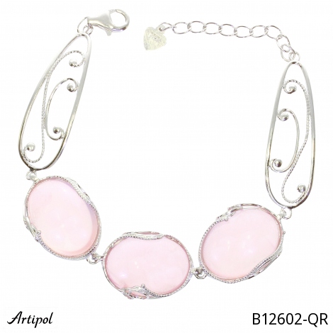 Armreif B12602-QR mit echter Rosenquarz