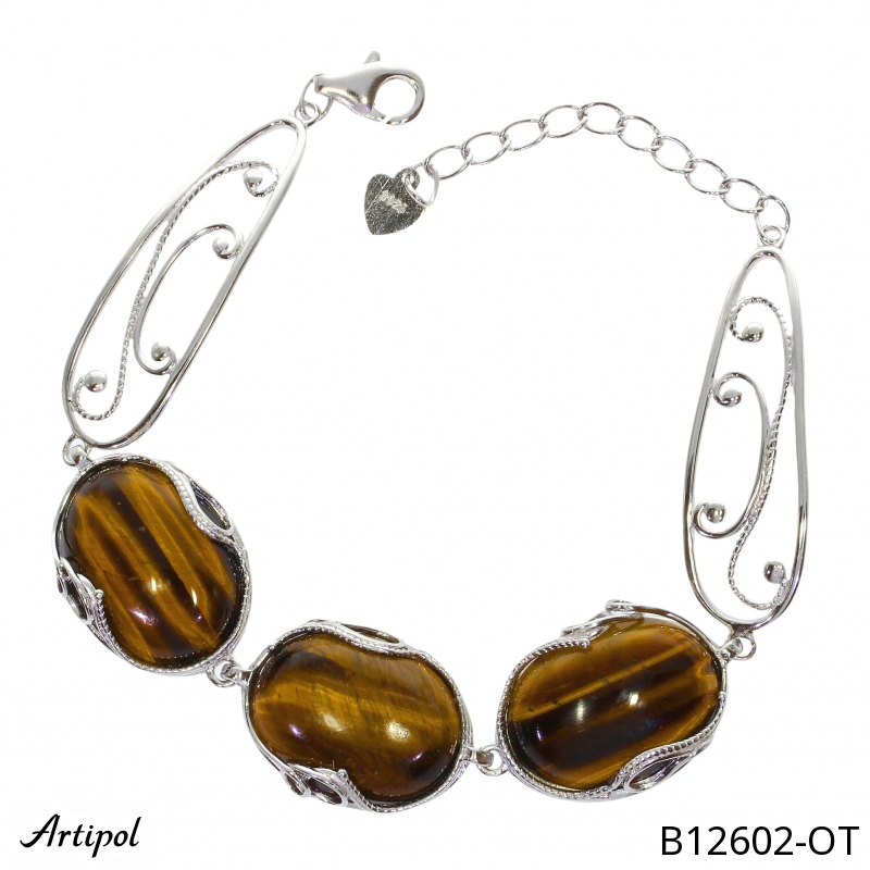 Bracelet B12602-OT with real Tiger's eye