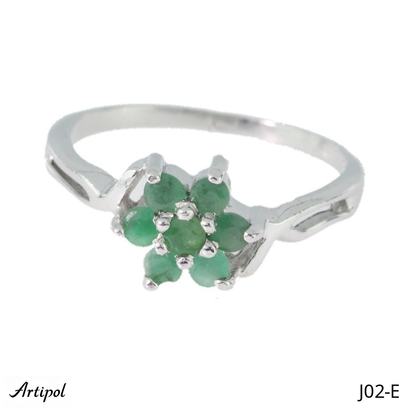 Ring J02-E with real Emerald