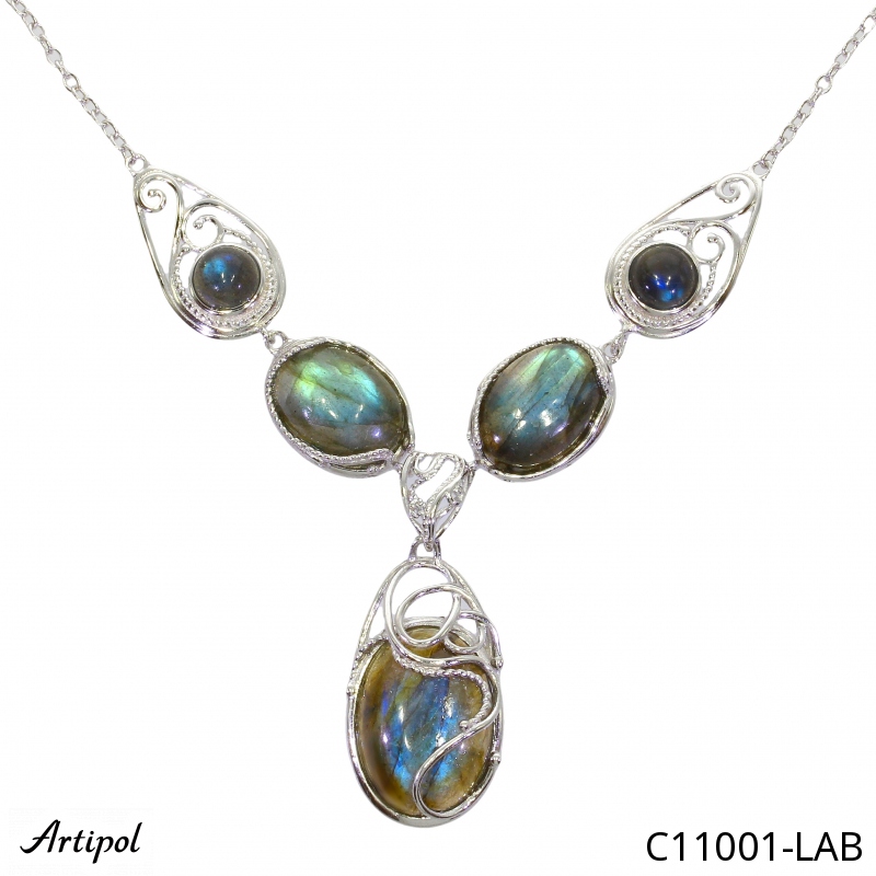 Necklace C11001-LAB with real Labradorite