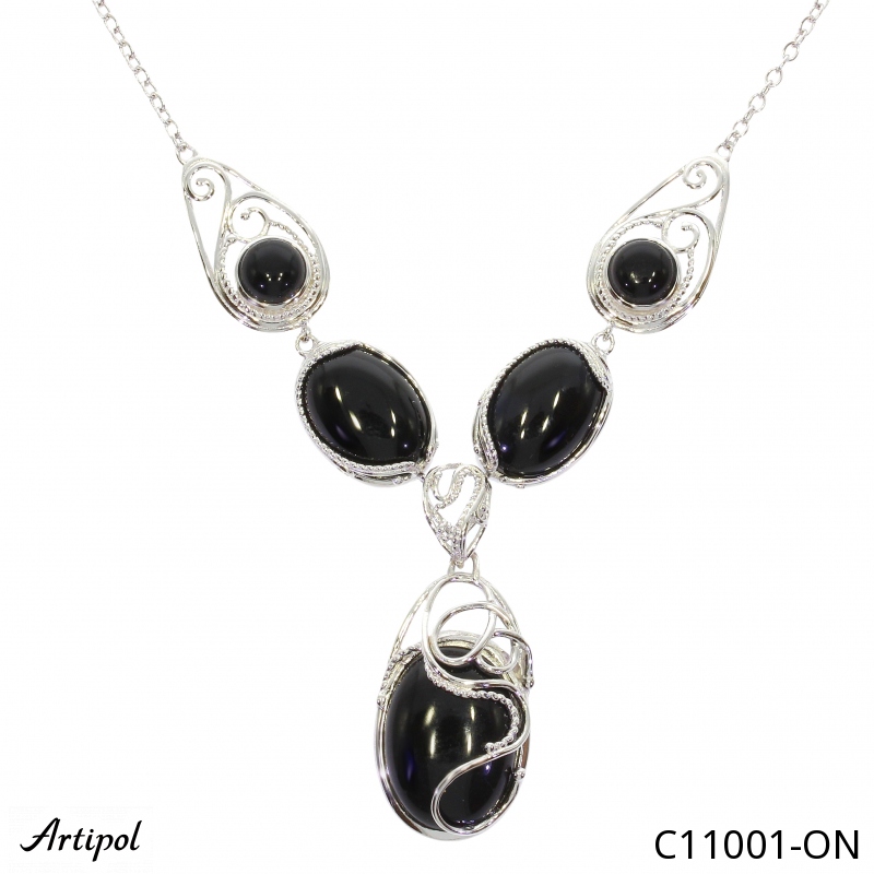 Collier C11001-ON en Onyx noir véritable