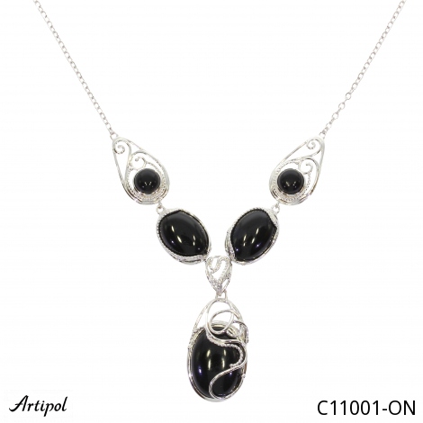 Necklace C11001-ON with real Black onyx