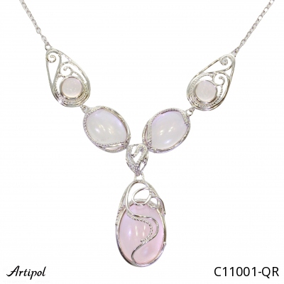 Necklace C11001-QR with real Rose quartz