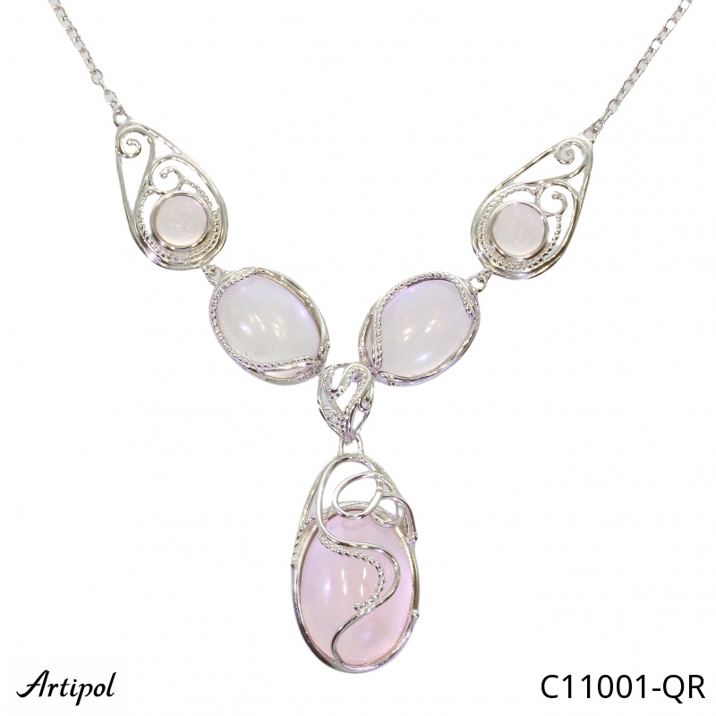 Collier C11001-QR en Quartz rose véritable