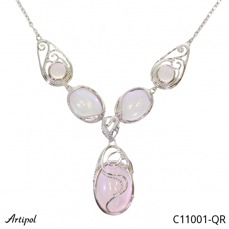 Collier C11001-QR en Quartz rose véritable