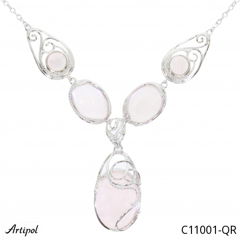 Necklace C11001-QR with real Rose Quartz