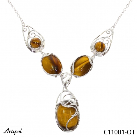 Collier C11001-OT en Oeil de tigre véritable