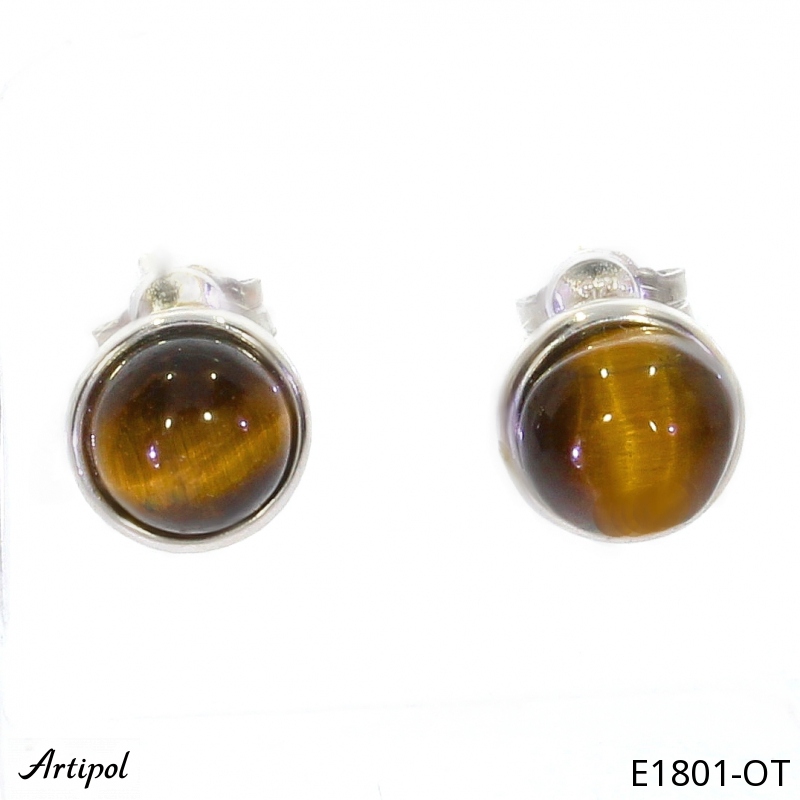 Boucles d'oreilles E1801-OT en Oeil de tigre véritable