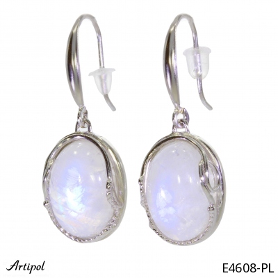Earrings E4608-PL with real Rainbow Moonstone