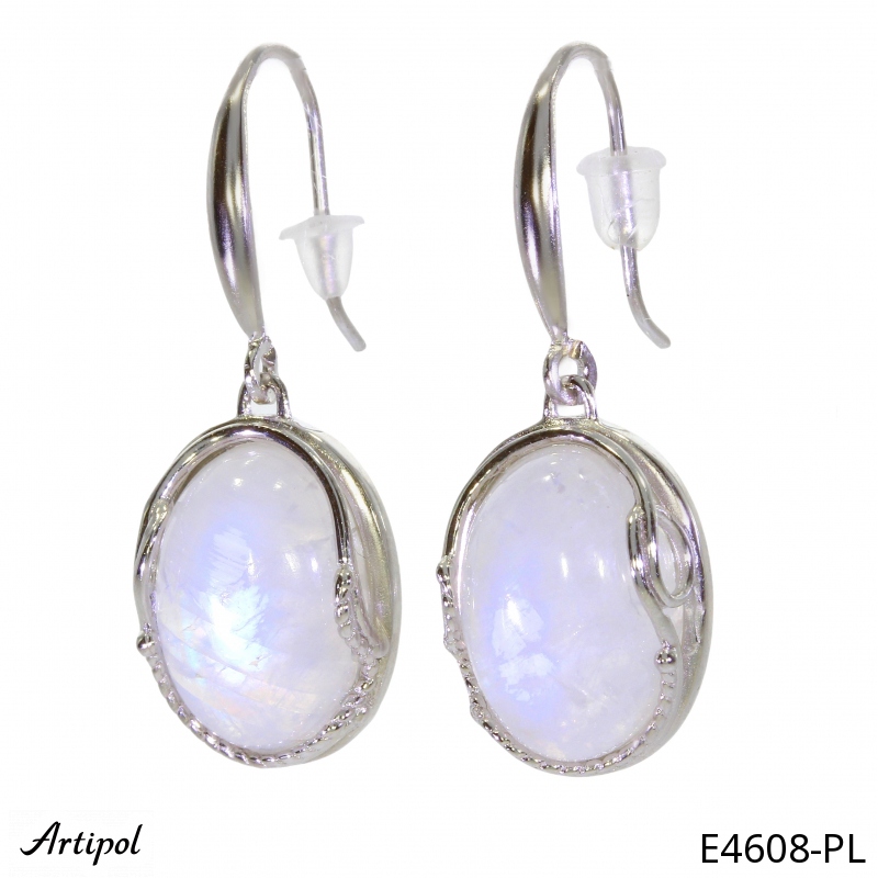 Earrings E4608-PL with real Moonstone